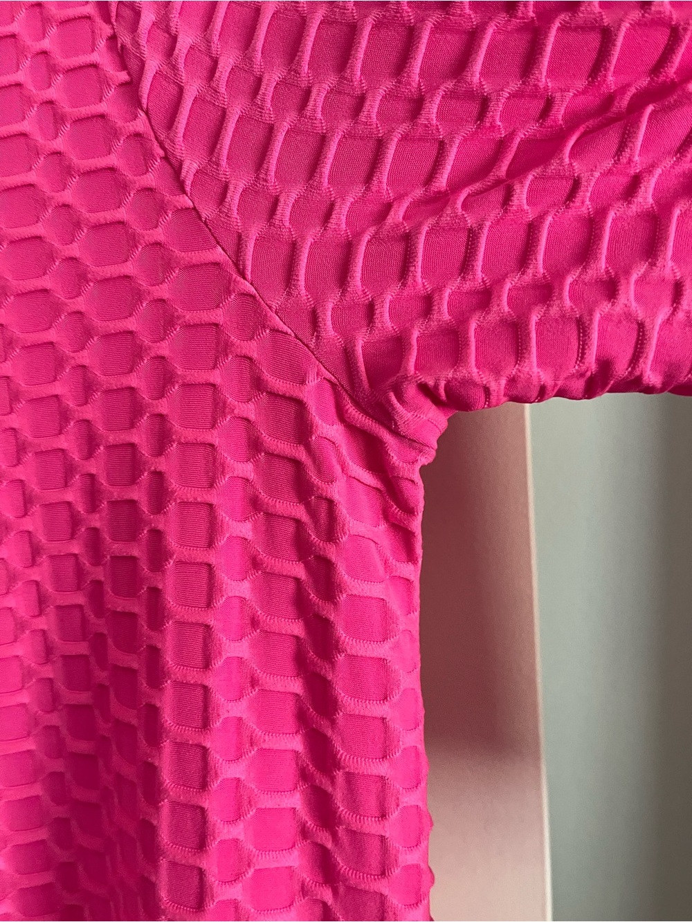 Women's Long Sleeve Textured Maxi Dress - Bright Pink - Picture 3 of 5